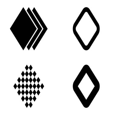 Rhombus Düz Simge Seti Beyaz Arkaplanda İzole Edildi