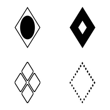 Rhombus Düz Simge Seti Beyaz Arkaplanda İzole Edildi