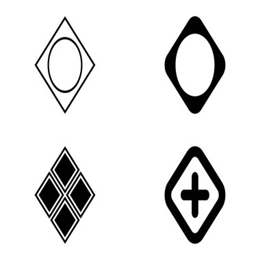 Rhombus Düz Simge Seti Beyaz Arkaplanda İzole Edildi