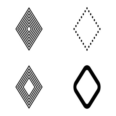 Rhombus Düz Simge Seti Beyaz Arkaplanda İzole Edildi