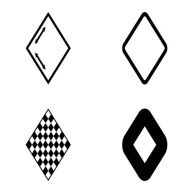 Rhombus Düz Simge Seti Beyaz Arkaplanda İzole Edildi