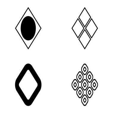 Rhombus Düz Simge Seti Beyaz Arkaplanda İzole Edildi