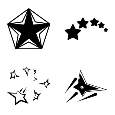 Yıldız1-2 Yıldız Şelalesi Düz Simge Seti Beyaz Arkaplanda İzole Edildi