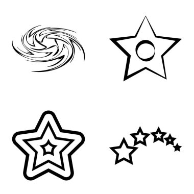 Yıldız1-2 Yıldız Şelalesi Düz Simge Seti Beyaz Arkaplanda İzole Edildi