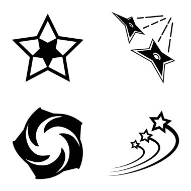 Yıldız1-2 Yıldız Şelalesi Düz Simge Seti Beyaz Arkaplanda İzole Edildi