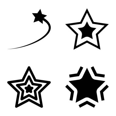 Yıldız1-2 Yıldız Şelalesi Düz Simge Seti Beyaz Arkaplanda İzole Edildi