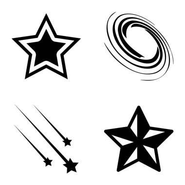 Yıldız1-2 Yıldız Şelalesi Düz Simge Seti Beyaz Arkaplanda İzole Edildi