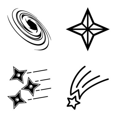 Yıldız1-2 Yıldız Şelalesi Düz Simge Seti Beyaz Arkaplanda İzole Edildi