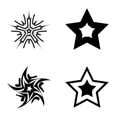 Yıldız1-2 Yıldız Şelalesi Düz Simge Seti Beyaz Arkaplanda İzole Edildi