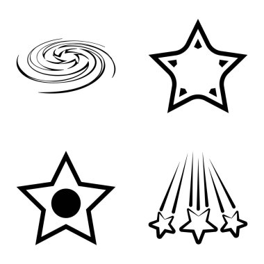 Yıldız1-2 Yıldız Şelalesi Düz Simge Seti Beyaz Arkaplanda İzole Edildi