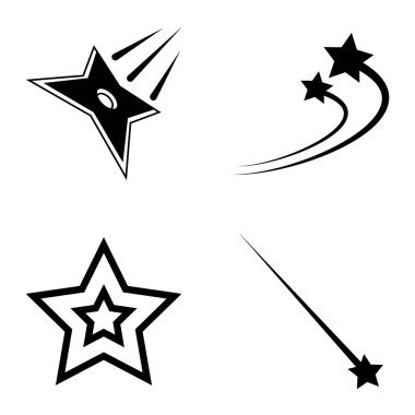 Yıldız1-2 Yıldız Şelalesi Düz Simge Seti Beyaz Arkaplanda İzole Edildi