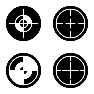 Crosshairs _ glyph Düz Simge Seti Beyaz Arkaplanda İzole Edildi