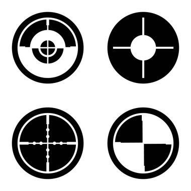 Crosshairs _ glyph Düz Simge Seti Beyaz Arkaplanda İzole Edildi