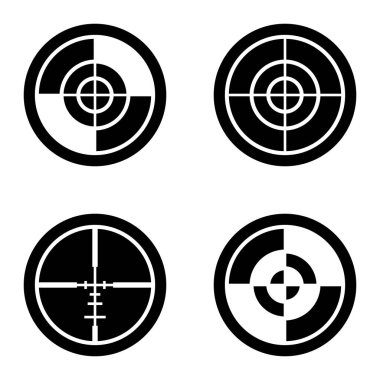 Crosshairs _ glyph Düz Simge Seti Beyaz Arkaplanda İzole Edildi
