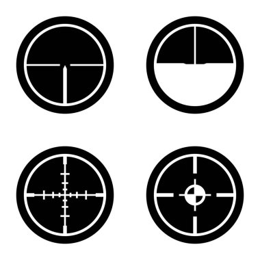 Crosshairs _ glyph Düz Simge Seti Beyaz Arkaplanda İzole Edildi