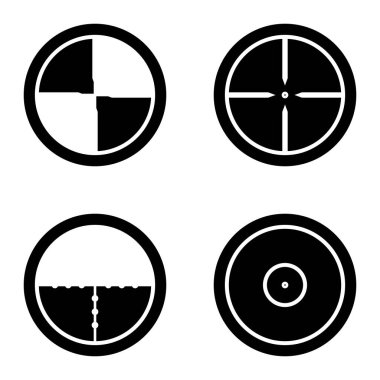 Crosshairs _ glyph Düz Simge Seti Beyaz Arkaplanda İzole Edildi