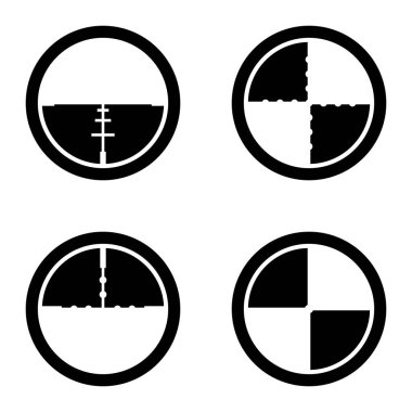 Crosshairs _ glyph Düz Simge Seti Beyaz Arkaplanda İzole Edildi