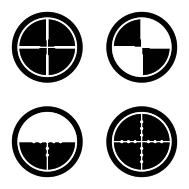 Crosshairs _ glyph Düz Simge Seti Beyaz Arkaplanda İzole Edildi