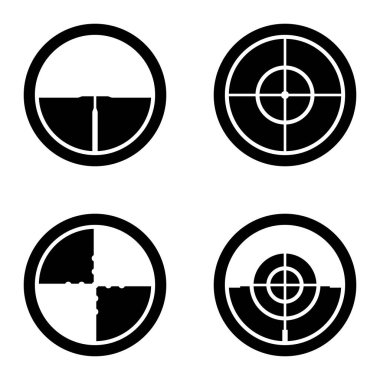 Crosshairs _ glyph Düz Simge Seti Beyaz Arkaplanda İzole Edildi
