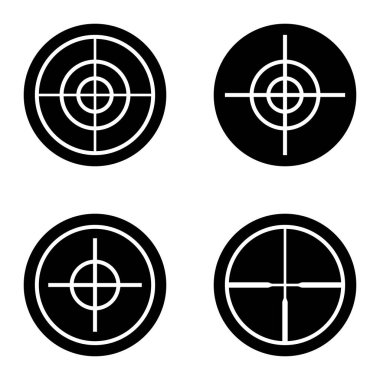 Crosshairs _ glyph Düz Simge Seti Beyaz Arkaplanda İzole Edildi