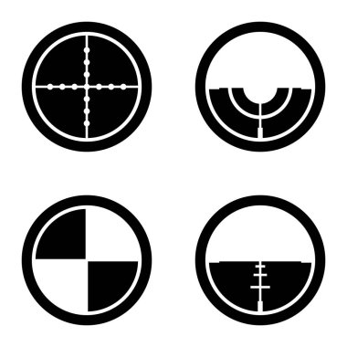 Crosshairs _ glyph Düz Simge Seti Beyaz Arkaplanda İzole Edildi