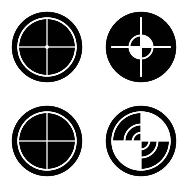 Crosshairs _ glyph Düz Simge Seti Beyaz Arkaplanda İzole Edildi