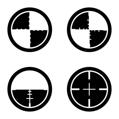 Crosshairs _ glyph Düz Simge Seti Beyaz Arkaplanda İzole Edildi