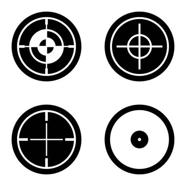 Crosshairs _ glyph Düz Simge Seti Beyaz Arkaplanda İzole Edildi