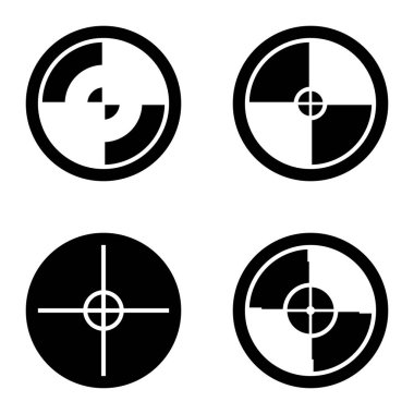 Crosshairs _ glyph Düz Simge Seti Beyaz Arkaplanda İzole Edildi