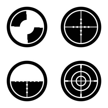 Crosshairs _ glyph Düz Simge Seti Beyaz Arkaplanda İzole Edildi