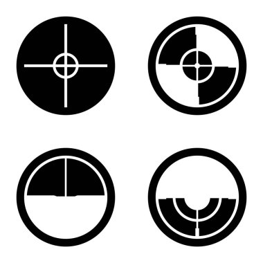 Crosshairs _ glyph Düz Simge Seti Beyaz Arkaplanda İzole Edildi