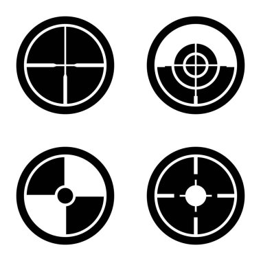 Crosshairs _ glyph Düz Simge Seti Beyaz Arkaplanda İzole Edildi