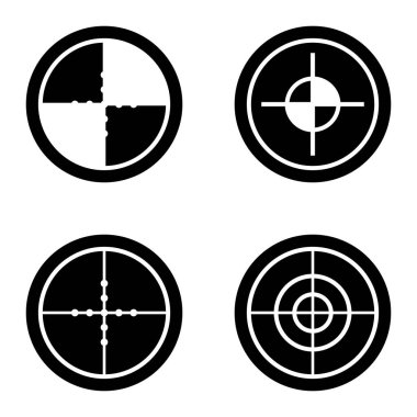 Crosshairs _ glyph Düz Simge Seti Beyaz Arkaplanda İzole Edildi