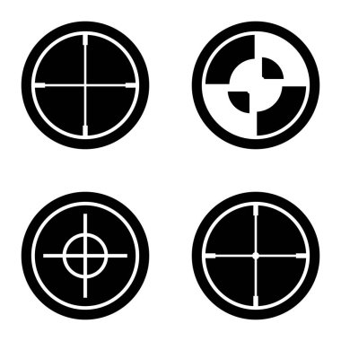 Crosshairs _ glyph Düz Simge Seti Beyaz Arkaplanda İzole Edildi