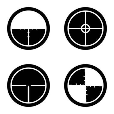 Crosshairs _ glyph Düz Simge Seti Beyaz Arkaplanda İzole Edildi
