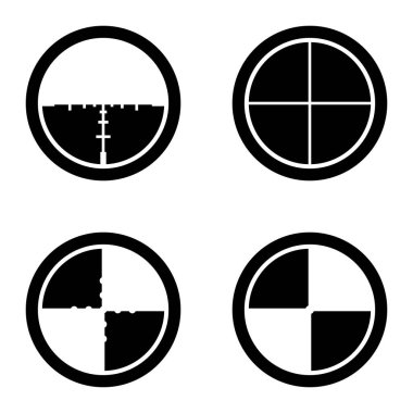 Crosshairs _ glyph Düz Simge Seti Beyaz Arkaplanda İzole Edildi