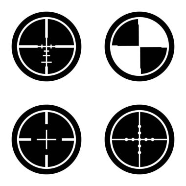 Crosshairs _ glyph Düz Simge Seti Beyaz Arkaplanda İzole Edildi