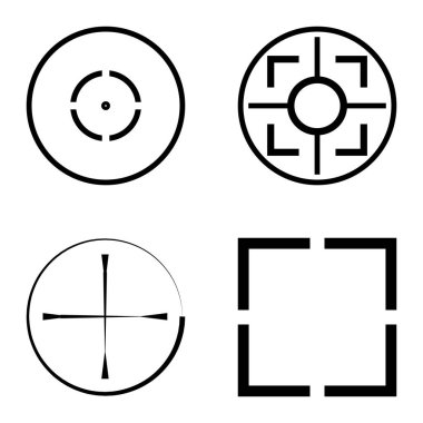 Crosshairs2 Düz Simge Seti Beyaz Arkaplanda İzole Edildi