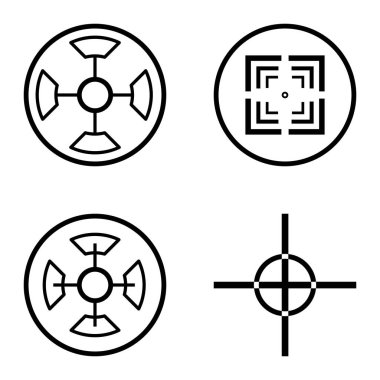 Crosshairs2 Düz Simge Seti Beyaz Arkaplanda İzole Edildi