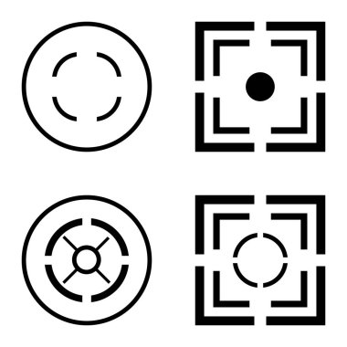 Crosshairs2 Düz Simge Seti Beyaz Arkaplanda İzole Edildi