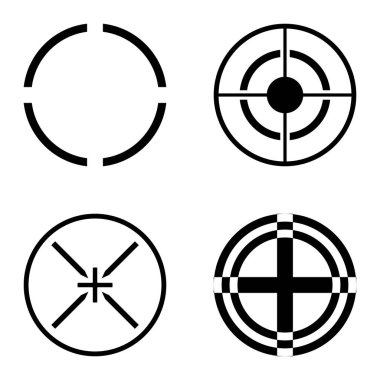 Crosshairs2 Düz Simge Seti Beyaz Arkaplanda İzole Edildi