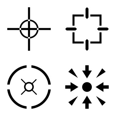 Crosshairs2 Düz Simge Seti Beyaz Arkaplanda İzole Edildi