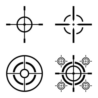Crosshairs2 Düz Simge Seti Beyaz Arkaplanda İzole Edildi