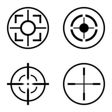 Crosshairs2 Düz Simge Seti Beyaz Arkaplanda İzole Edildi