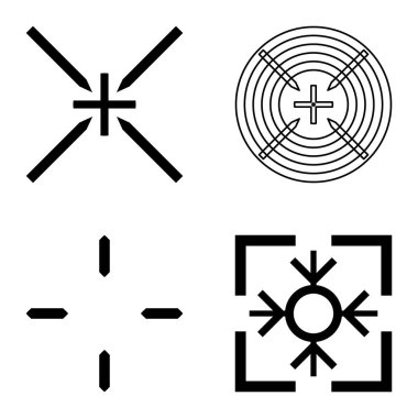 Crosshairs2 Düz Simge Seti Beyaz Arkaplanda İzole Edildi