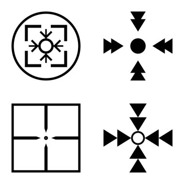 Crosshairs2 Düz Simge Seti Beyaz Arkaplanda İzole Edildi