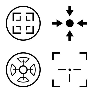 Crosshairs2 Düz Simge Seti Beyaz Arkaplanda İzole Edildi