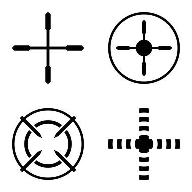 Crosshairs2 Düz Simge Seti Beyaz Arkaplanda İzole Edildi