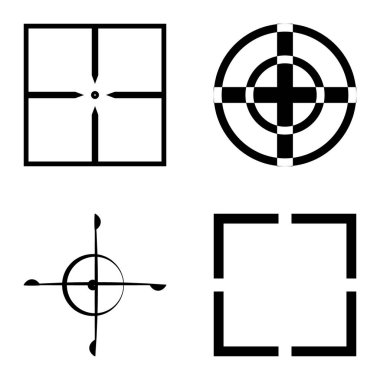 Crosshairs2 Düz Simge Seti Beyaz Arkaplanda İzole Edildi