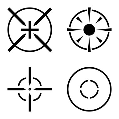 Crosshairs2 Düz Simge Seti Beyaz Arkaplanda İzole Edildi